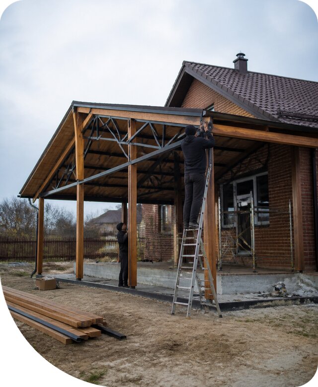 Пристройка навеса к дому и участку в Морозовске под ключ