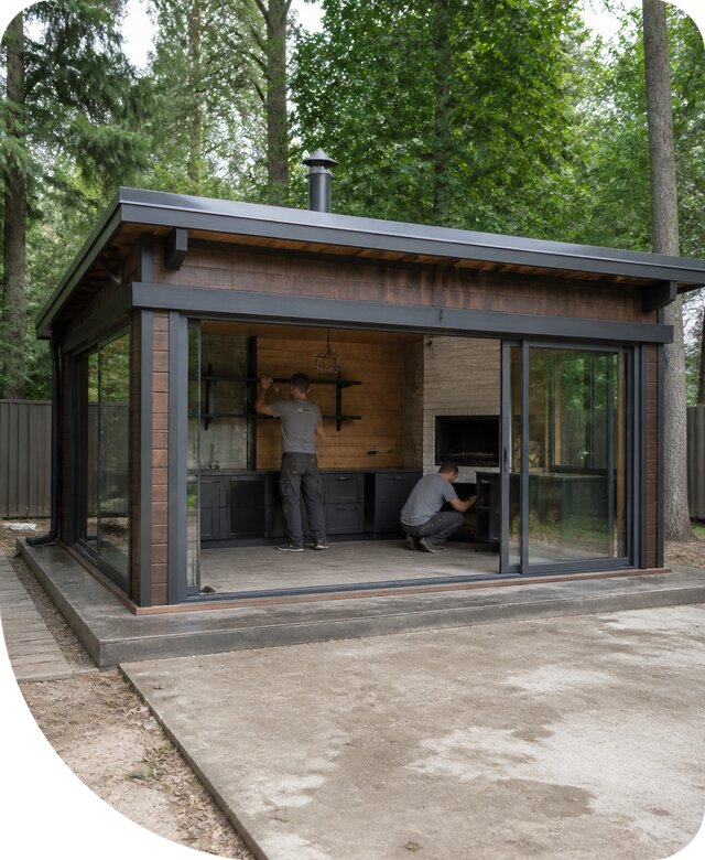 Строительство закрытой летней кухни в Морозовске под ключ
